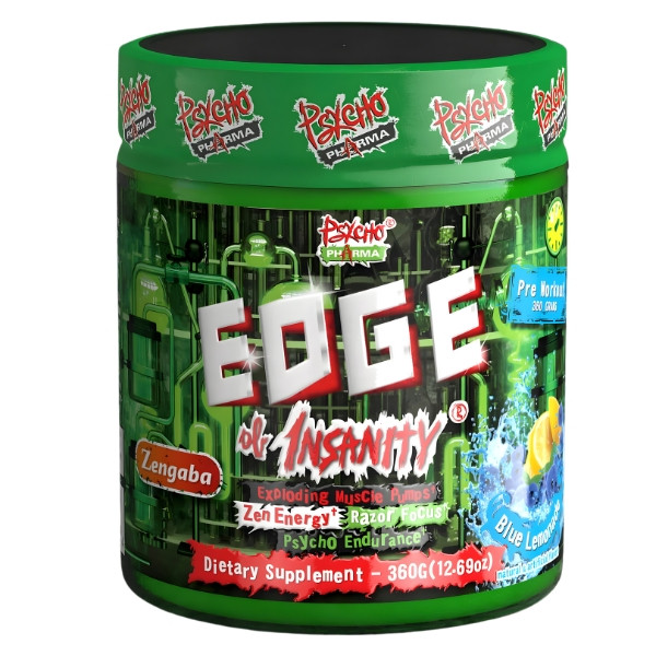 Psycho Pharma Edge of Insanity Blue Lemonade – intensives Pre-Workout-Supplement mit Zitronen-Beeren-Geschmack