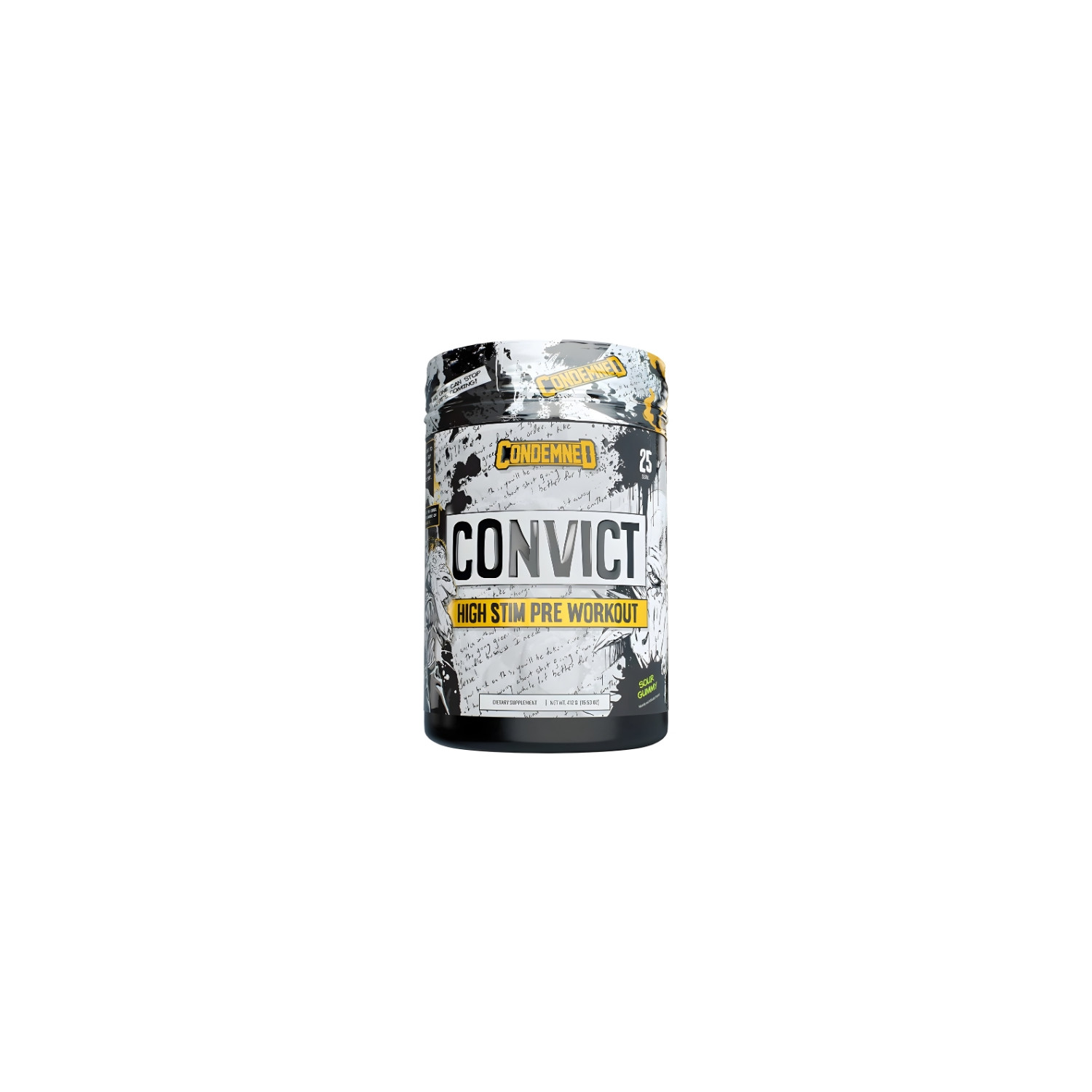 Condemned Labz Convict 2.0 Sour Gummy – a highly stimulating pre-workout supplement with caffeine, L-citrulline and beta-alanine