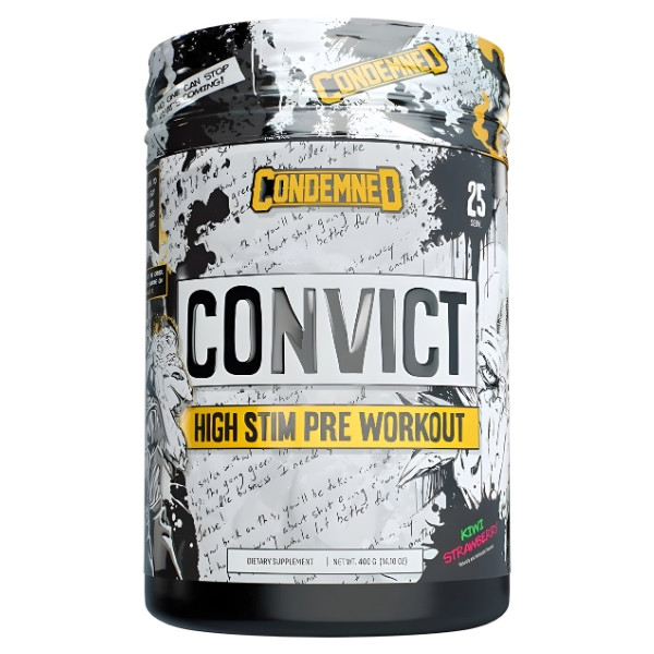 Condemned Labz Convict 2.0 Kiwi Strawberry – an extreme pre-workout supplement that increases energy, focus