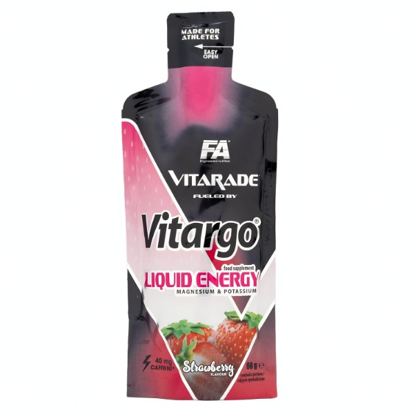 FA Vitarade Vitargo Liquid Energy 60 g – żel energetyczny o smaku truskawkowym z kofeiną, magnezem i potasem
