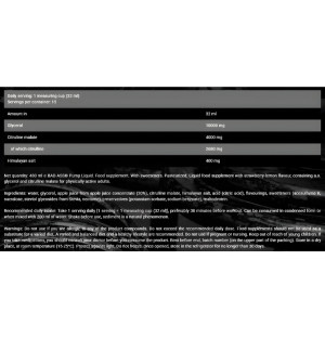 Tabelle der Zusammensetzung von BAD ASS Pump Liquid – Dosierung von Glycerin, Citrullin und Himalaya-Salz zur Steigerung
