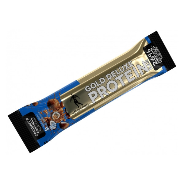 Kevin Levrone Gold DeLuxe Protein Bar 48 g – coconut and caramel flavoured protein bar, contains 26% protein