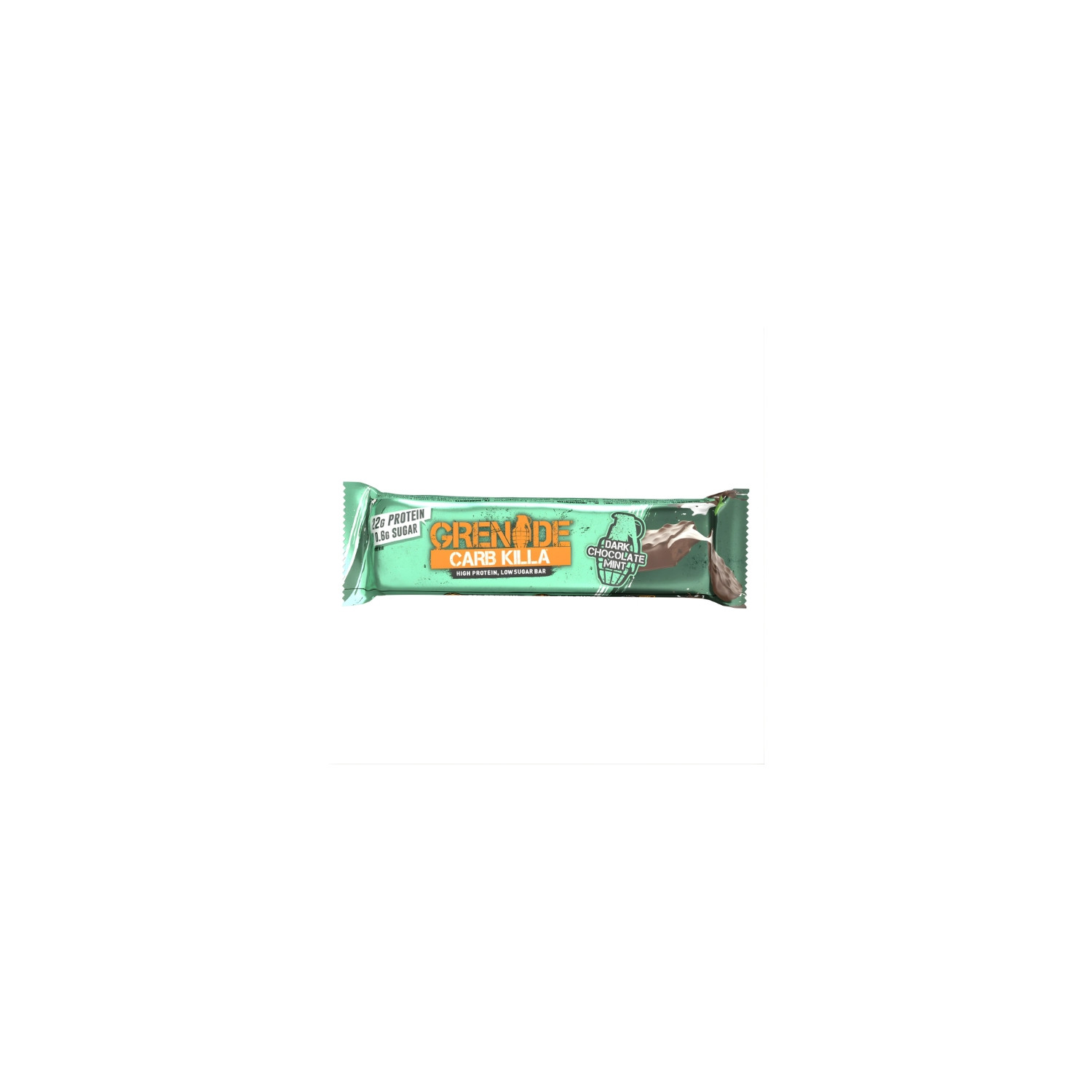 Grenade Carb Killa Dark Chocolate Mint baton białkowy, wysokobiałkowy, niskocukrowy, opakowanie zielone, 22 g białka