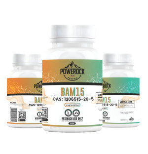 Powerock Pharma BAM15 three bottles research chemical mockup capsules 900 mg AC-1206515-20-5 professional laboratory preparation