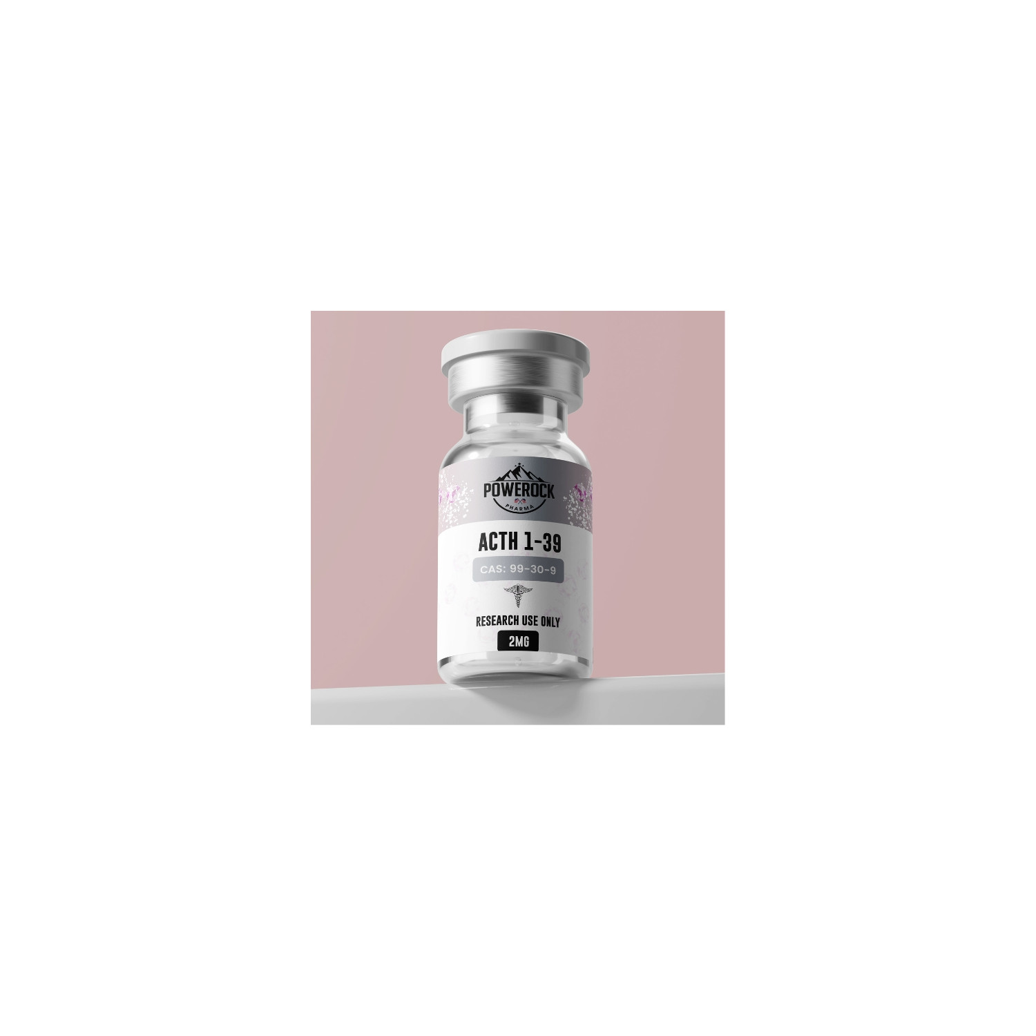 Powerock Pharma ACTH 1-39 2mg – laboratory vial, research peptide, CAS label 99-30-9, for research purposes only