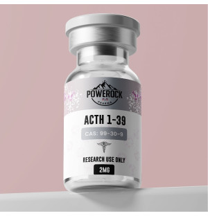 Powerock Pharma ACTH 1-39 2mg – laboratory vial, research peptide, CAS label 99-30-9, for research purposes only