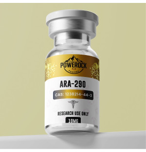ARA-290 Powerock Pharma vial 10mg, research peptide, laboratory vial, label CAS 1238214-44-3, research use only