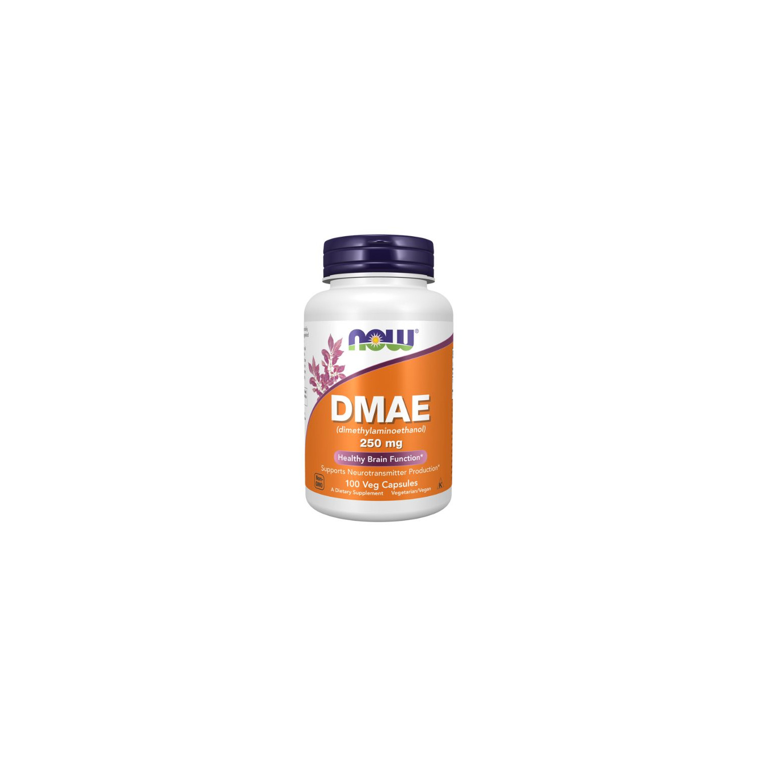 NOW DMAE 250 mg capsules, dietary supplement supporting brain function, pack of 100 vegetarian capsules