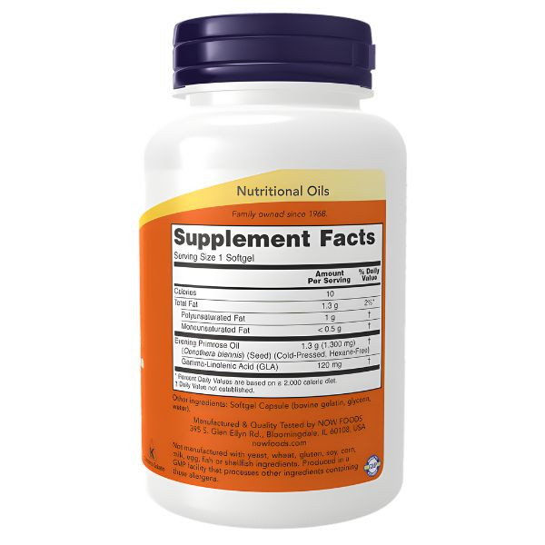 NOW Foods Super Primrose etykieta Supplement Facts skład olej z wiesiołka GLA tabelka wartości odżywczych