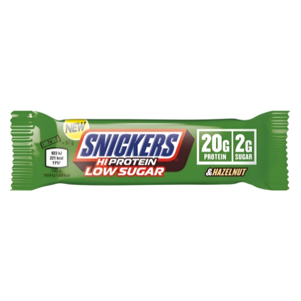 Snickers Hi Protein Low Sugar Hazelnut Proteinriegel 57 g, 20 g Protein, geringer Zuckergehalt