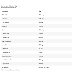 Skład produktu Skull Labs Perfect Amino 450 g Cytrusy-brzoskwinia