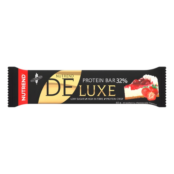 Nutrend Deluxe Protein Bar 32% Strawberry Cheesecake – protein bar, low sugar content, high fibre content