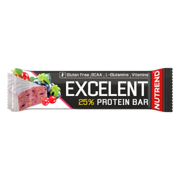 Nutrend Excelent Protein Bar 25% czarna porzeczka żurawina baton białkowy gluten free BCAA L-glutamina