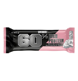 Weider Protein 60% Bar truskawka jogurt baton białkowy 27 g białka BCAA L-glutamina niska zawartość cukru