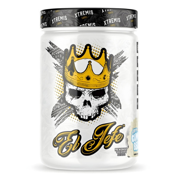 Xtremis Cartel El Jefe Pre-Workout 472 g White Gummy, starkes Pre-Workout-Produkt, intensiver Energie-Booster