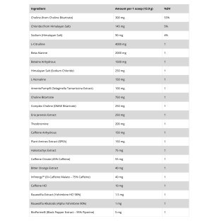 Xtremis Cartel El Jefe Pre-Workout 472 g Nährwertangaben, Inhaltsstofftabelle, Dosierung, Stimulanzienkomplex