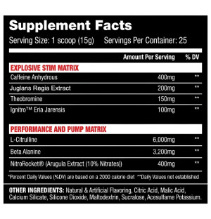 Kilo Labs Hybrid supplement facts composition pre-workout explosive stim matrix pump matrix nutritional information