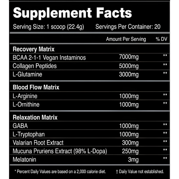 Kilo Labs Zombie Sleep Aid – Recovery Matrix, Blood Flow Matrix, Relaxation Matrix, amino acids, GABA, L-Tryptophan, melatonin