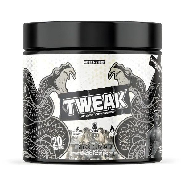 Vices and Vibes Tweak przedtreningowy biały żelki, edycja limitowana, formuła o wysokim stymulowaniu
