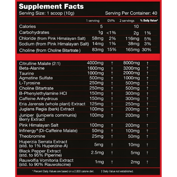 Killer Labz First Degree Nährwertangaben Citrullin Beta-Alanin Agmatin Eria Jarensis Koffein Nährwerttabelle