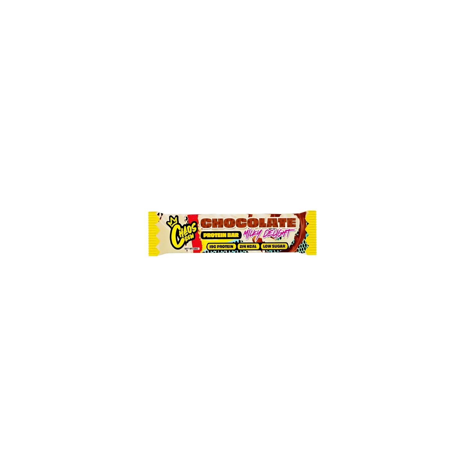 Chaos Crew Protein Bar Chocolate Milky Delight – protein bar with 19g of protein, low sugar content, chocolate flavour