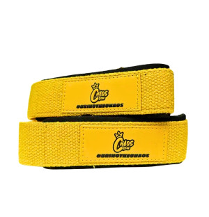 Gelbe Chaos Crew Lifting Straps mit Futter, Gewichtszubehör, verstärkter Griff, Trainingsausrüstung