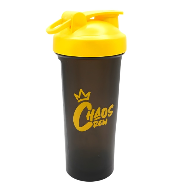Chaos Crew 700 ml black and yellow shaker, training accessories, supplement shaker, gym, supplement mixing