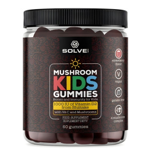 Solve Labs Mushroom Kids Gummies – żelki dla dzieci z witaminą D2 ze Shiitake, witaminą C i kompleksem 4 grzybów