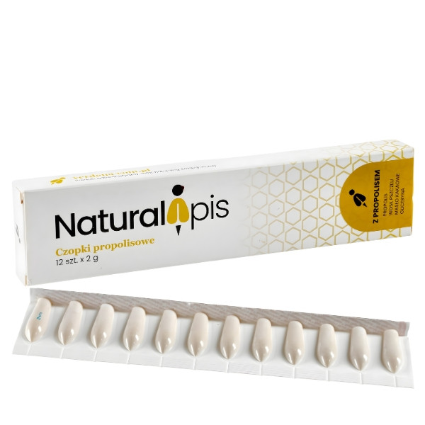 NaturalApis propolis suppositories, 12 pieces in blister packs, product with propolis, care suppositories, regenerative use