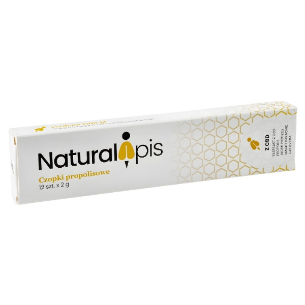 NaturalApis Propolis-Zäpfchen mit CBD in einer Packung mit 12 Stück, natürliche Pflege, Produkt mit Propolis und CBD