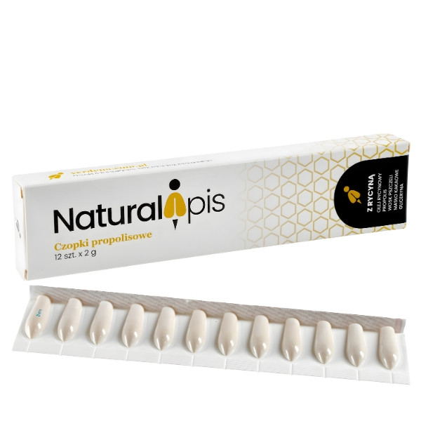 naturalapis propolis suppositories with castor oil, blister pack of 12 natural propolis suppositories, natural support