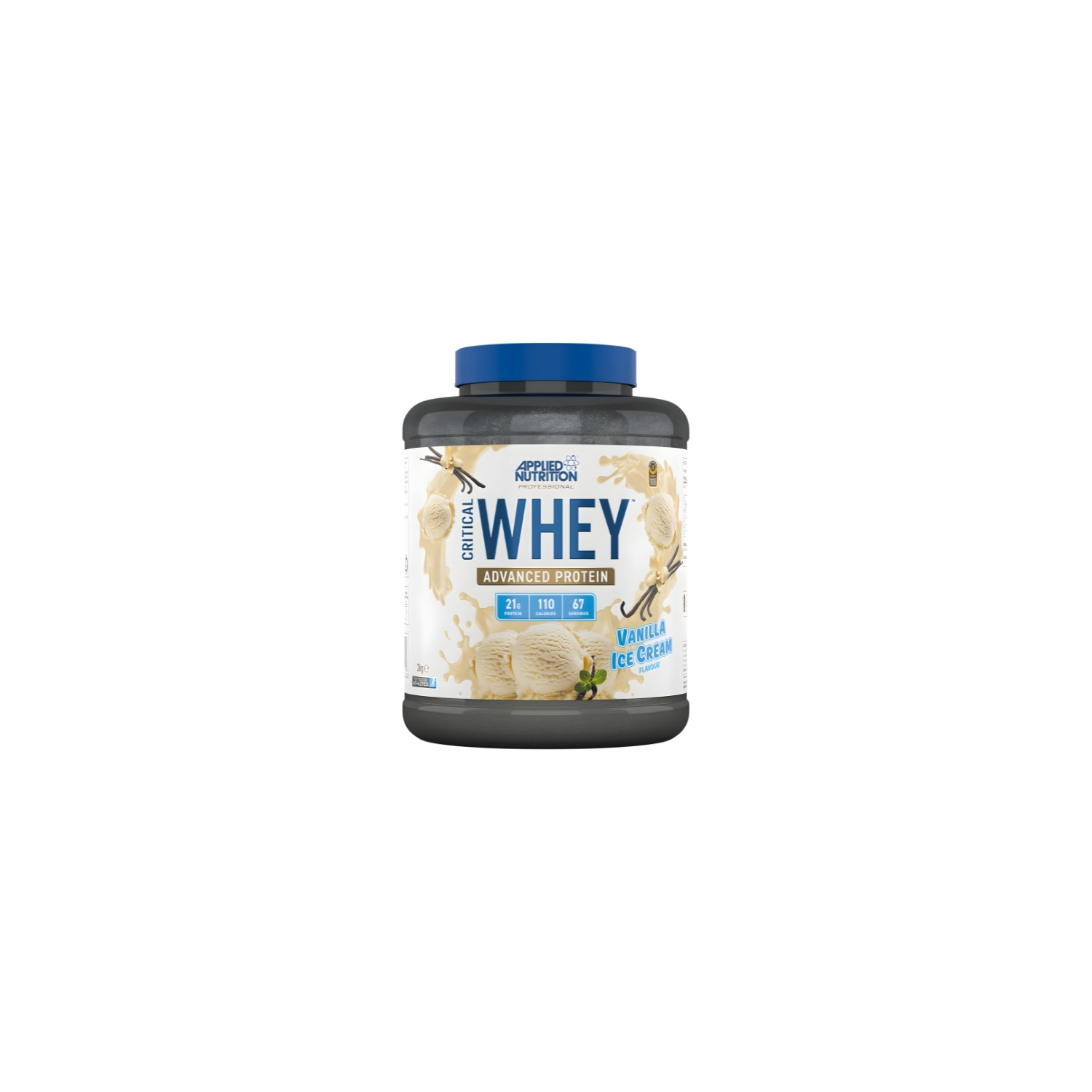 Applied Nutrition Critical Whey Vanilla Ice Cream 2000 g – Molkenprotein, 21 g Protein pro Portion, Vanilleeisgeschmack