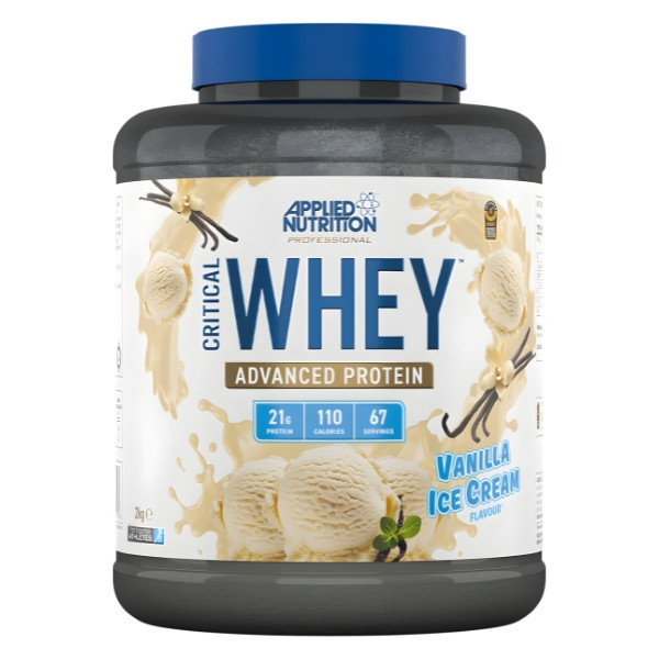 Applied Nutrition Critical Whey Vanilla Ice Cream 2000 g – Molkenprotein, 21 g Protein pro Portion, Vanilleeisgeschmack