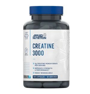 Applied Nutrition Creatine 3000 – kreatyna monohydrat w kapsułkach, 120 kapsułek, suplement na siłę i wydolność
