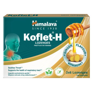 Himalaya Koflet-H Ingwer-Lutschtabletten mit Honig – Unterstützung für Hals und Atemwege, Ingwergeschmack, 12 Lutschtabletten