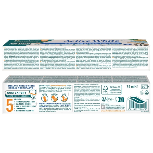 Himalaya Active White Gum Expert composition and action, toothpaste for gums, fresh breath