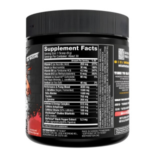 Mutant Madness Zusammensetzung des Nahrungsergänzungsmittels, Pre-Workout-Supplement mit Koffein, Beta-Alanin, Taurin