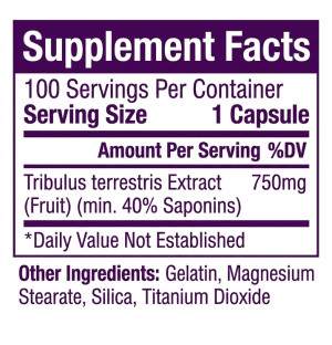 Finaflex Tribulus capsule composition, Tribulus terrestris 750 mg, standardised extract
