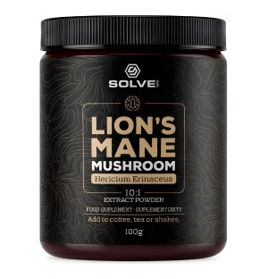 Solve Labs Lion’s Mane 10:1 100 g, Pulver aus Löwenmähne, Extrakt aus Hericium erinaceus
