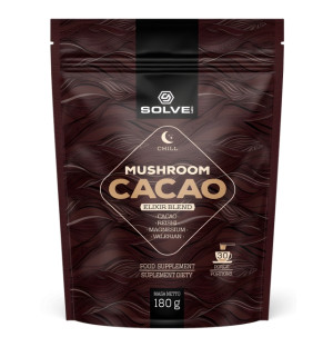 Solve Labs Mushroom Cacao 180 g, cocoa with adaptogenic mushrooms, elixir blend for relaxation