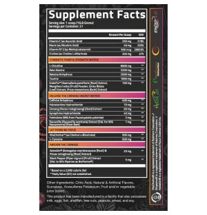 Nutrifitt Carnage Advanced Pre-Workout – supplement facts, high stim pre-workout formula, caffeine, citrulline, beta-alanine