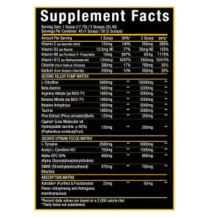 Xtremis Cartel Sicario Pump – stimulant-free pre-workout supplement containing L-citrulline, betaine, taurine and arginine