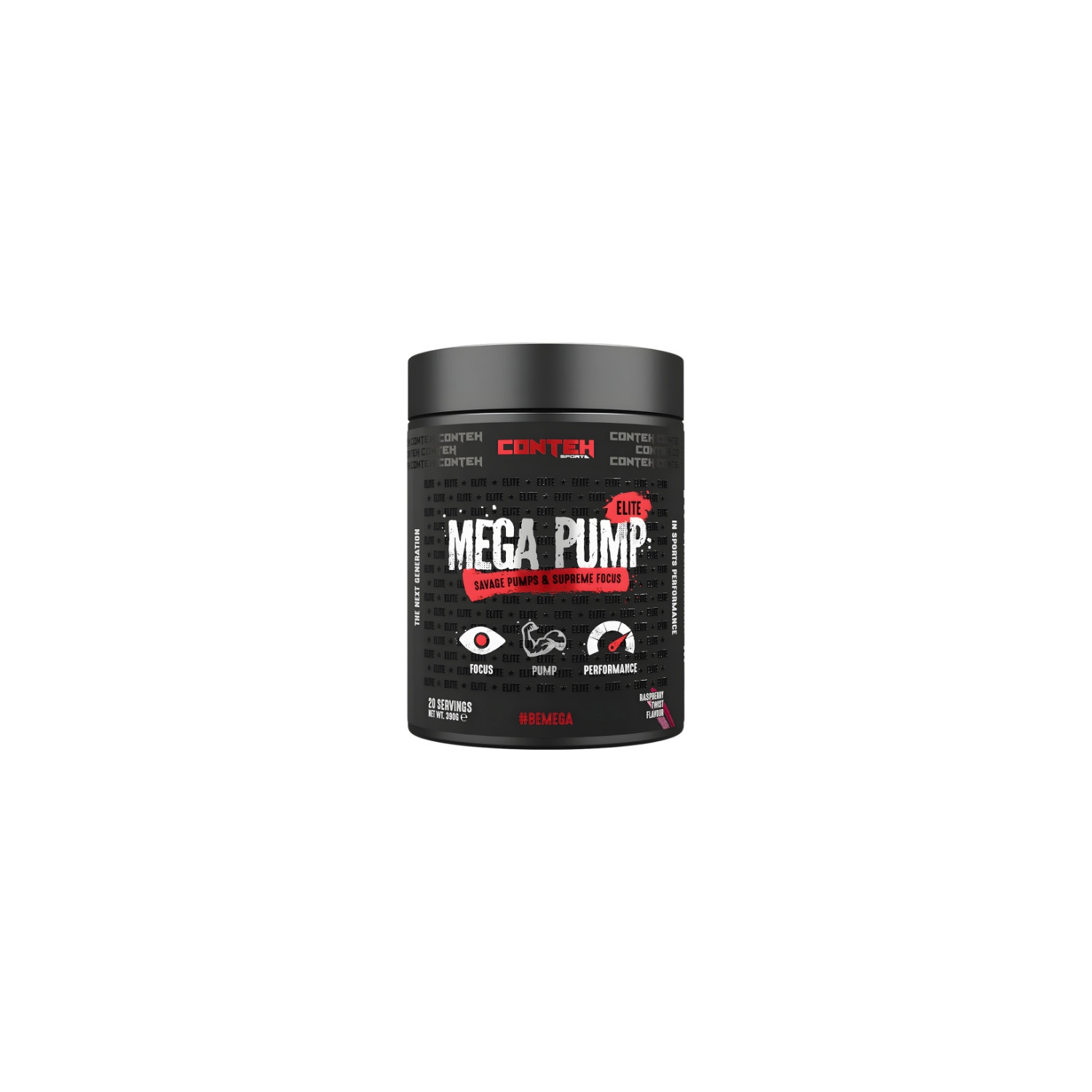 Conteh Sports Mega Pump Elite pre-workout 390 g raspberry twist – supplement for muscle pump and concentration