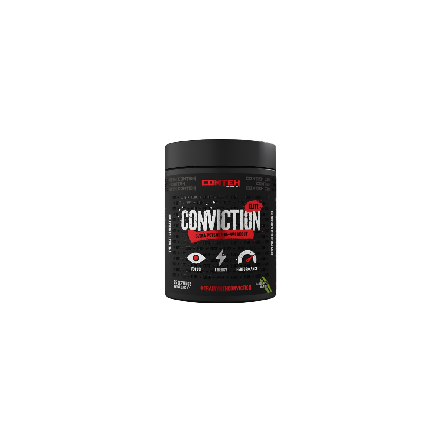 Conteh Sports Conviction Elite pre-workout 375 g – Ultra Potent Pre-Workout, 25 servings, candy apple flavour