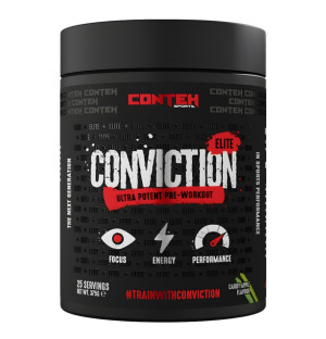Conteh Sports Conviction Elite pre-workout 375 g – Ultra Potent Pre-Workout, 25 porcji, smak candy apple