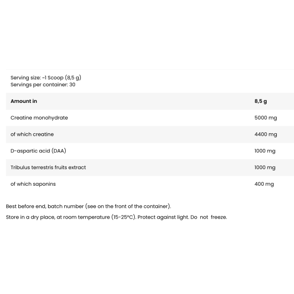 Skład produktu LevroLegendary Test Creatine + DAA + Tribulus 255g