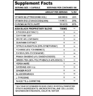 Product composition Cloma Asia Black - 100 caps.