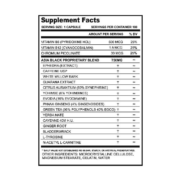 Product composition Cloma Asia Black - 100 caps.