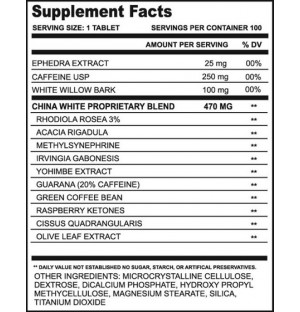 Product composition Cloma China White - 100 caps.