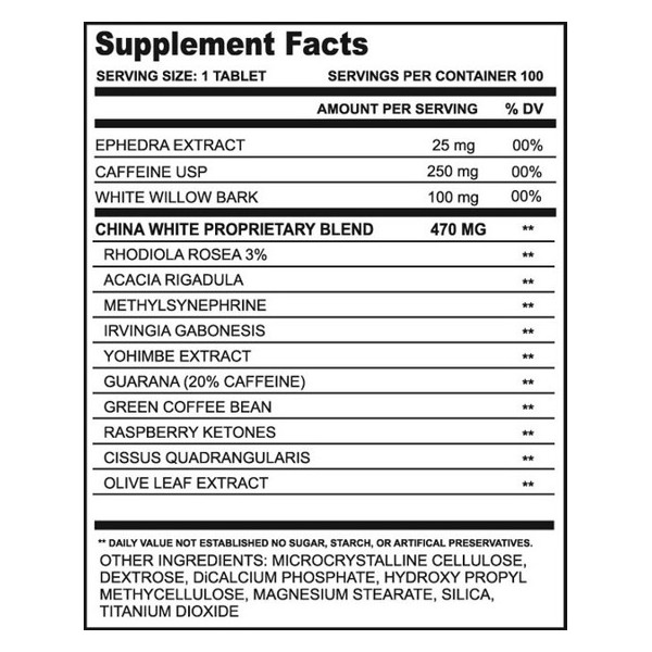 Product composition Cloma China White - 100 caps.